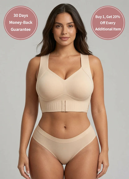 Cross Back Front Closure Wireless Posture Support Bra