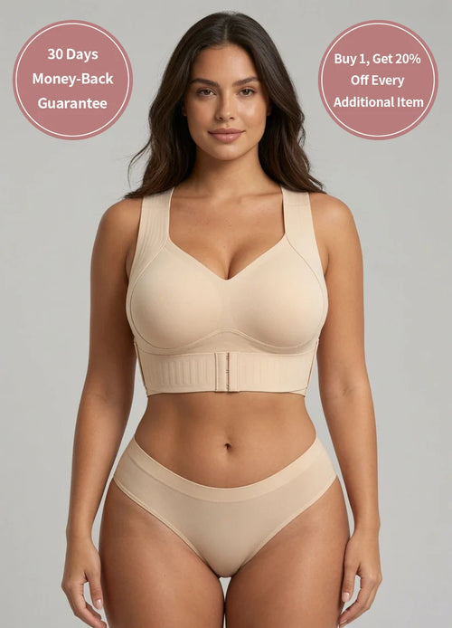 Cross Back Front Closure Wireless Posture Support Bra