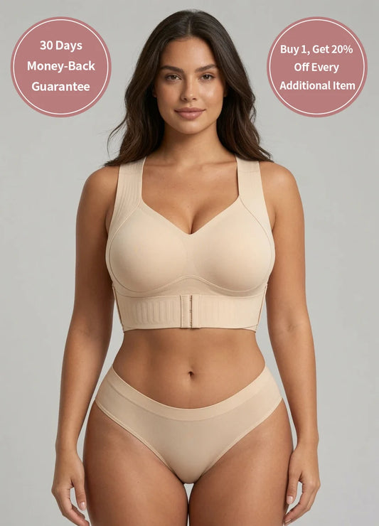 Cross Back Front Closure Wireless Posture Support Bra