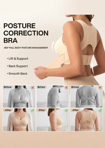 Cross Back Front Closure Wireless Posture Support Bra