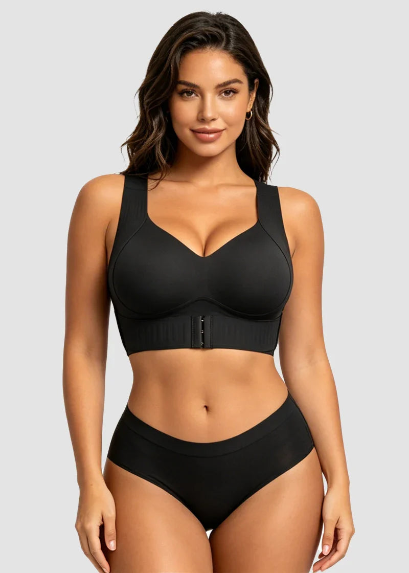 Cross Back Front Closure Wireless Posture Support Bra