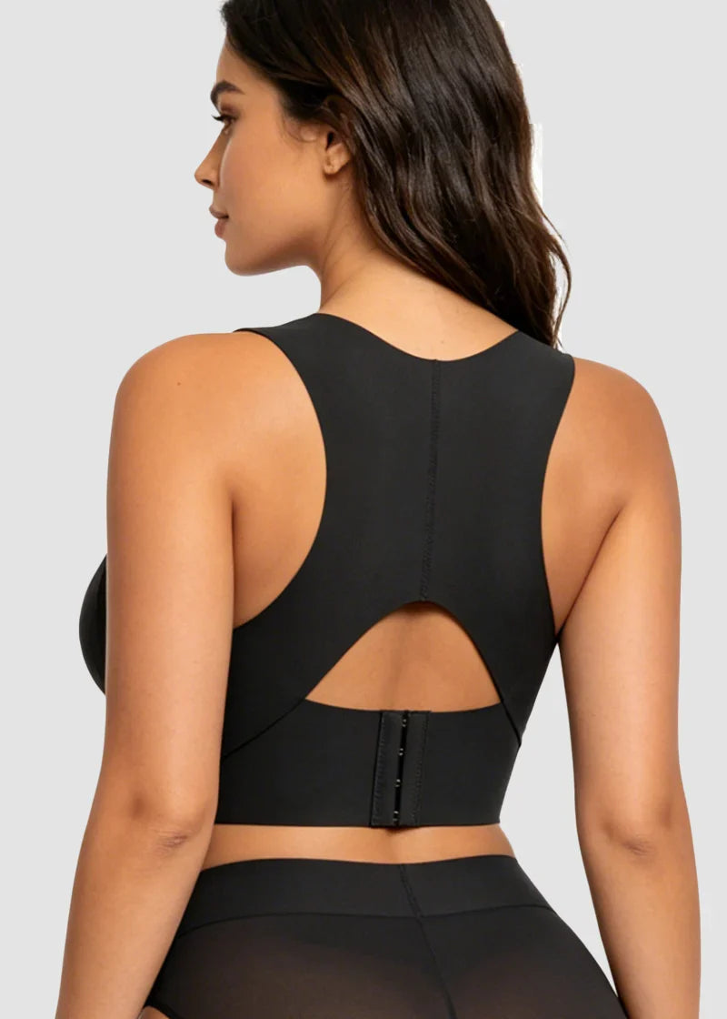 Cross Back Front Closure Wireless Posture Support Bra