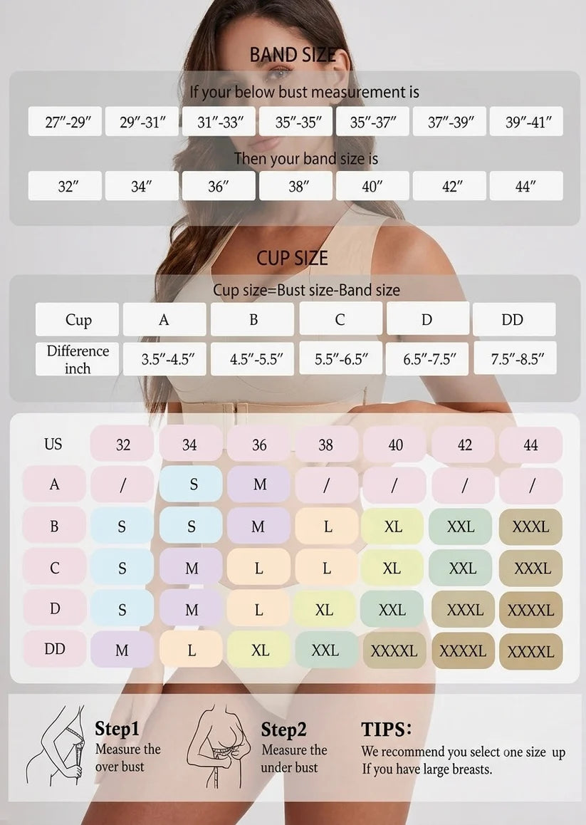 Cross Back Front Closure Wireless Posture Support Bra