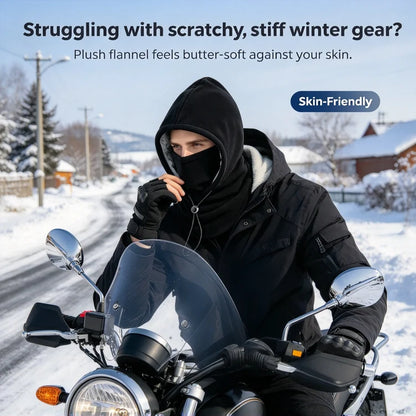 2-piece integrated flannel warm face mask and hat, windproof and warm for outdoor cycling, autumn and winter style, warm hat with neck visor.