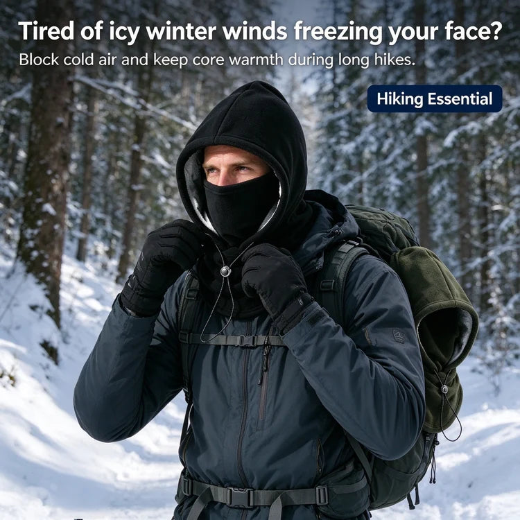 2-piece integrated flannel warm face mask and hat, windproof and warm for outdoor cycling, autumn and winter style, warm hat with neck visor.