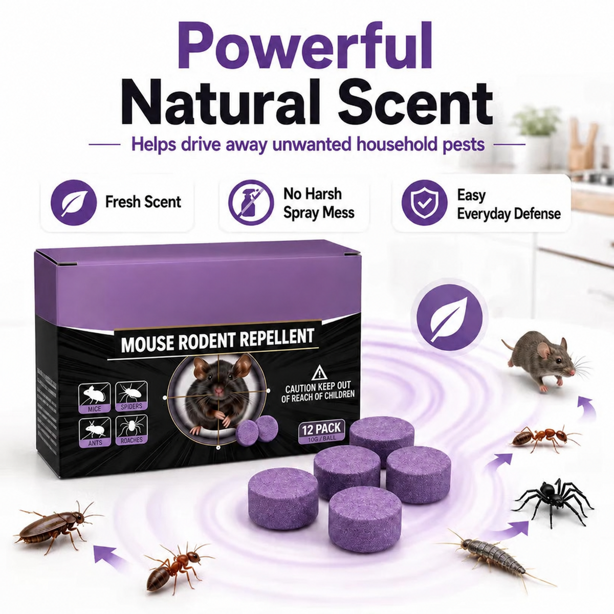 12-Pack Rodent Repellent Balls, Natural Pest Control🐭