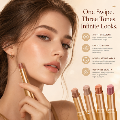 3-Color Eyeshadow Stick - One-Swipe Shimmer Glow For Effortless Eye Makeup