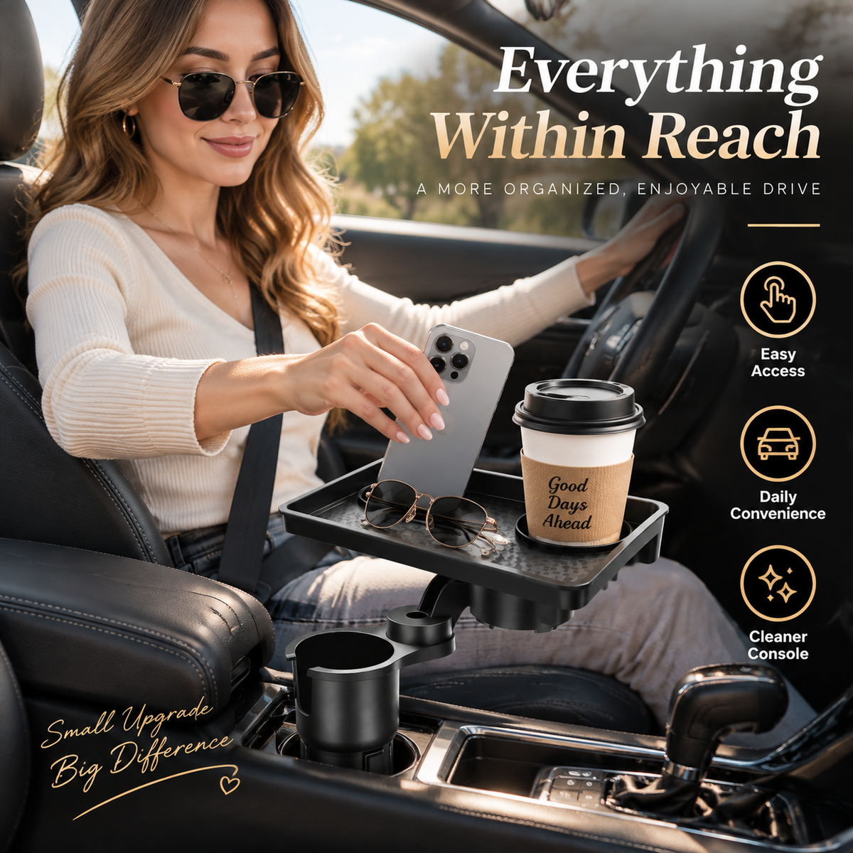 🚗 Car Cup Holder Expander Tray