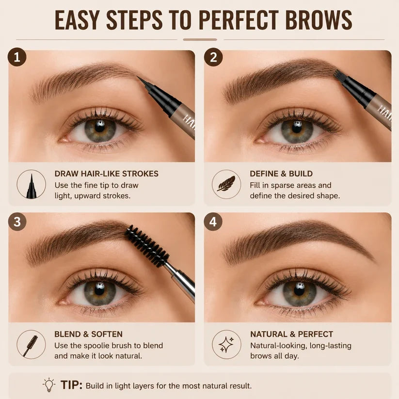 Buy 1 Get 1 Free🔥Waterproof Hair-Like Brow Pen – Smudge-Proof, Long-Lasting Natural Eyebrow Pencil