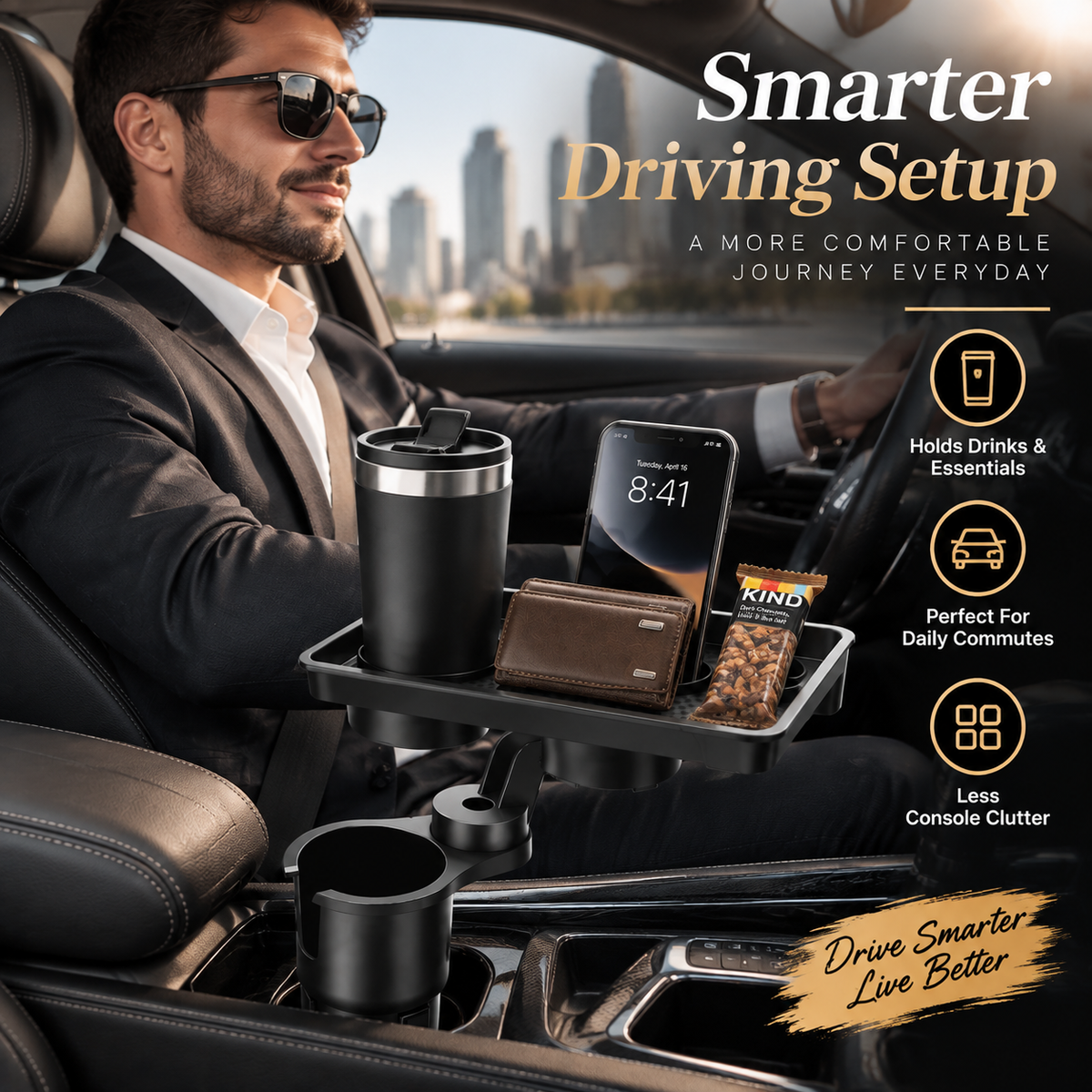 🚗 Car Cup Holder Expander Tray