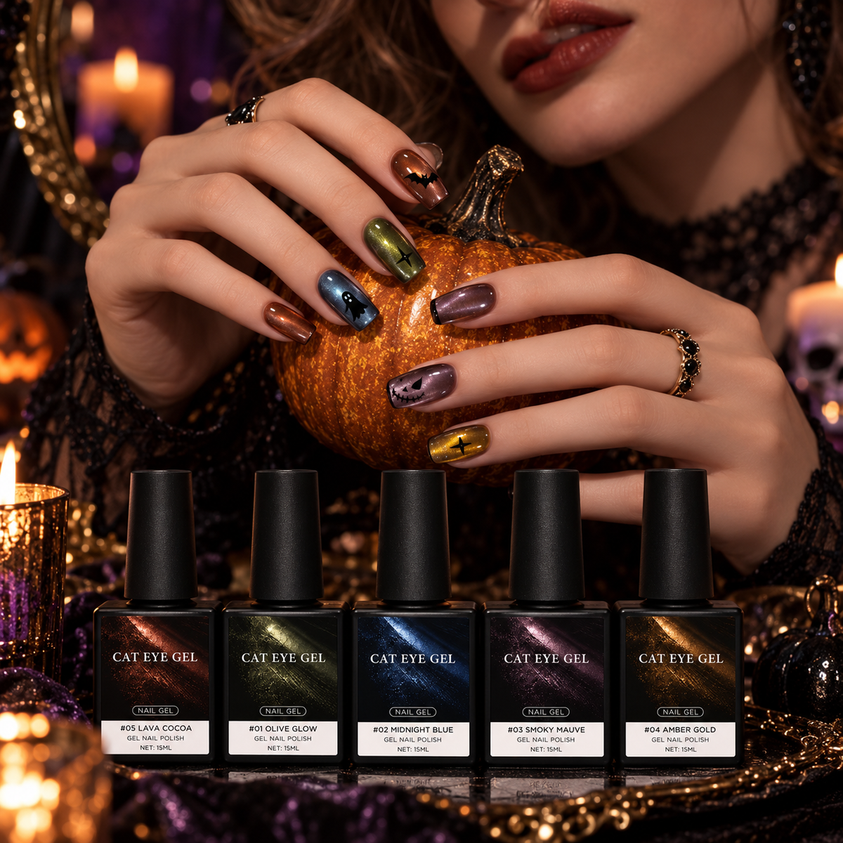 👻Halloween Ghost Party Cat Eye Nail Kit