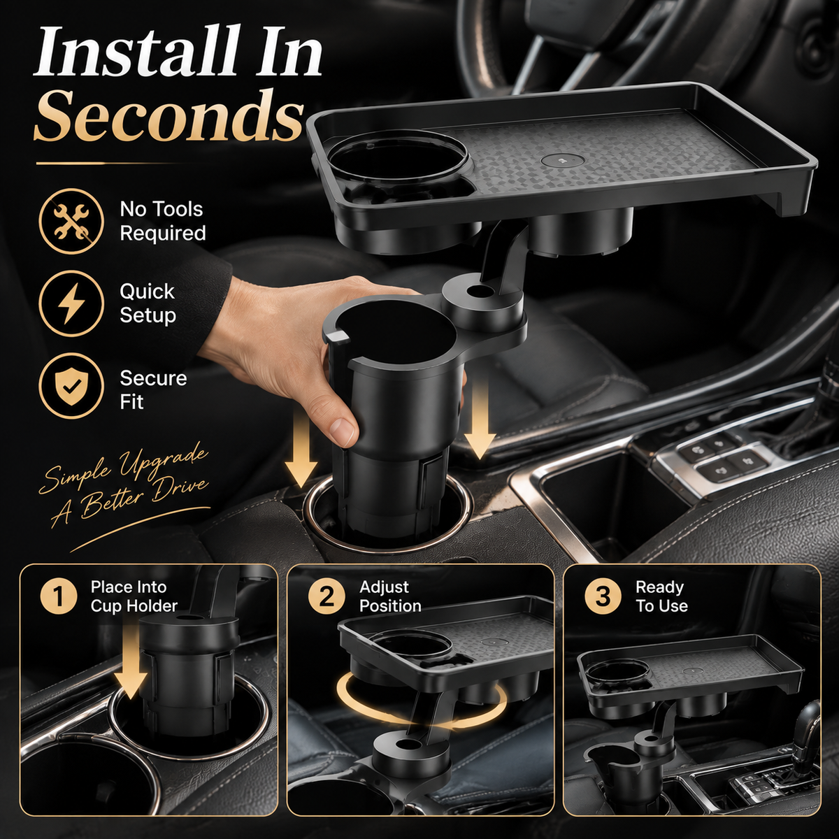 🚗 Car Cup Holder Expander Tray