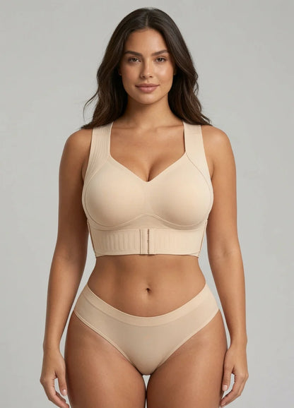 Cross Back Front Closure Wireless Posture Support Bra