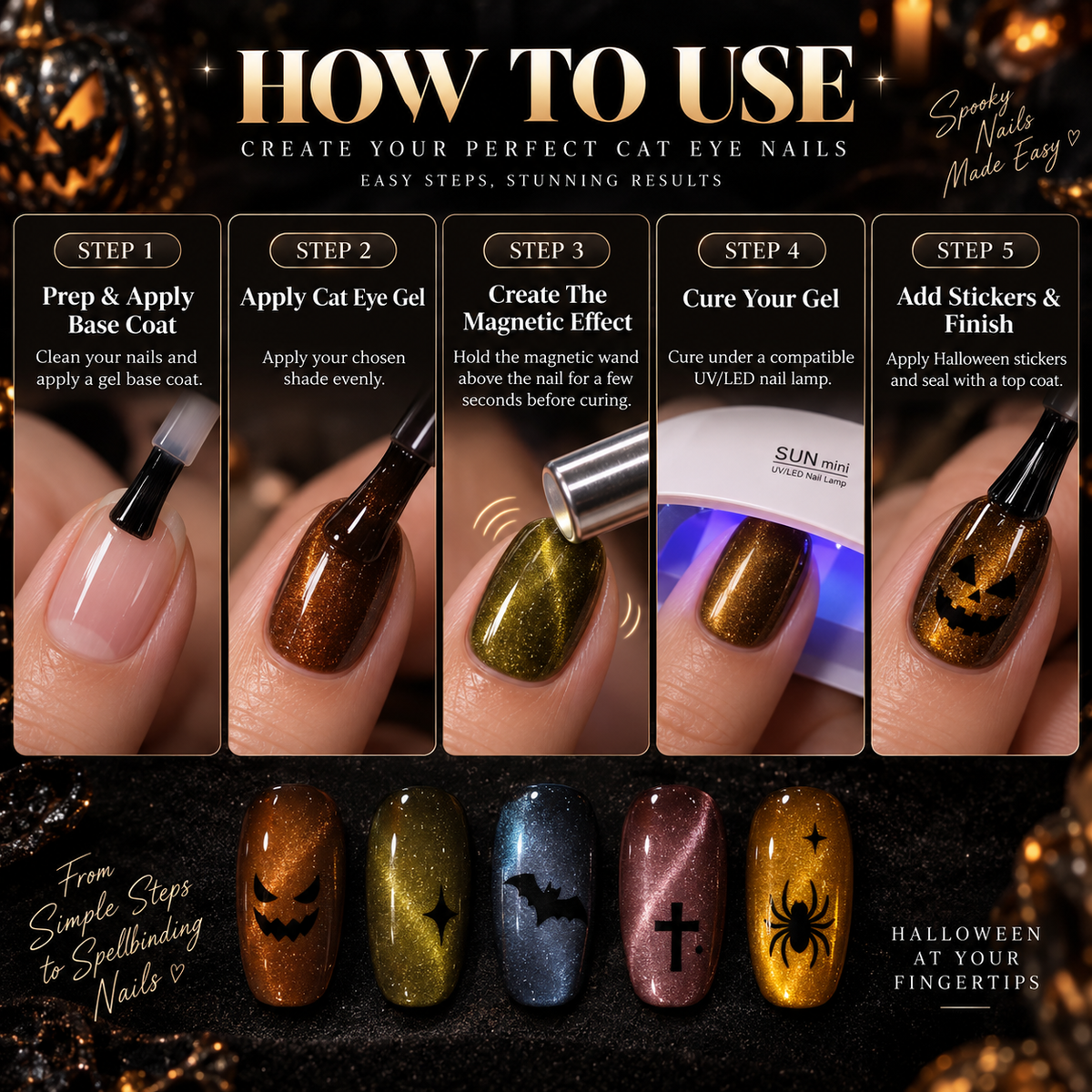 👻Halloween Ghost Party Cat Eye Nail Kit