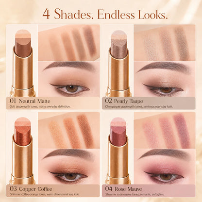 3-Color Eyeshadow Stick - One-Swipe Shimmer Glow For Effortless Eye Makeup