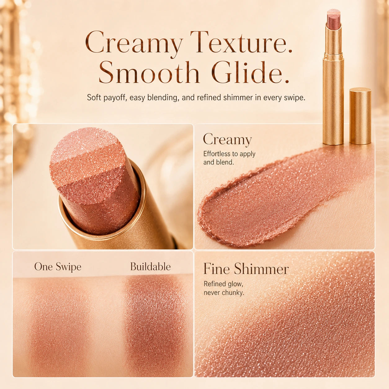 3-Color Eyeshadow Stick - One-Swipe Shimmer Glow For Effortless Eye Makeup
