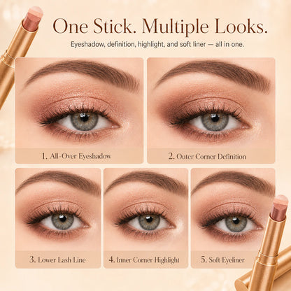 3-Color Eyeshadow Stick - One-Swipe Shimmer Glow For Effortless Eye Makeup